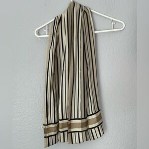 Vintage Ann Taylor 100% Silk Scarf.  Stripped W/Beige Under. 90’s
